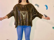 cape patchwork cuir d'agneau marron J. SEBASTIEN VASSAL taille M #450€