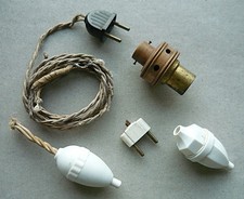 lot Ancien Interrupteur POIRE Prise Fil et douille bois