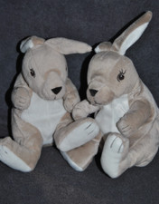 ?Peluche Doudou Lapin IKEA Beige Sable Blanc Assis Yeux Brodés Rabbit Hase X 2