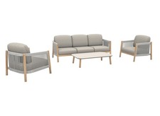 Proloisirs Set Salon Deriveur 4 Pièces Beige et Bois, Meubles, Chaises Plein