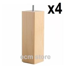 Lot de 4 pieds de lit sommier carrés Bois clair hêtre massif /EBRP