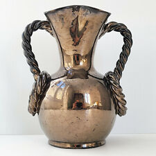 VASE VINTAGE 1960 CERAMIQUE NOIRE NACREE & ROUGE 60S 1960S ANNEES 60