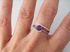 Bague améthyste zirconium CZ
