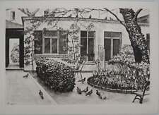 Maxime JUAN : Cour parisienne, Gravure originale signée