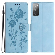 Étui cuir motif fleur rose