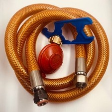 KIT TUYAU FLEXIBLE INOX GAZ BUTANE-PROPANE 1,5M + DETENDEUR PROPANE37MBARS + CLE