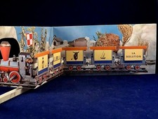 Ancienne carte animé relief pop-up rébus petit train interlude ORTF Brunot TV