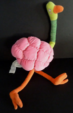 J4. DOUDOU PELUCHE IKEA OISEAU AUTRUCHE rose vert orange grelot TTBE