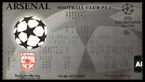 Ticket 1998 arsenal rc - 1998, vs
