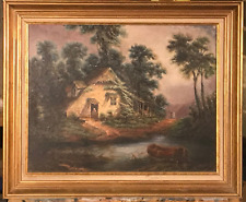 Alexandre Baffert XXe  Huile sur Isorel  53X44 cm La Maison au bord du lac