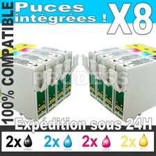 4+4 Cartouches-prodess d'encre non-OEM pour EPSON DX7450 T0711..