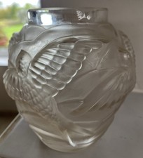 Vase Boule Verre  Aux Hirondelles Art  Deco - No Lalique Sabino Pierre D Avesn
