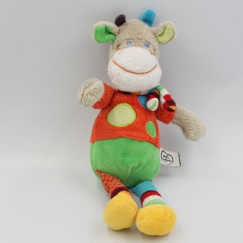 Doudou girafe vache gris - , rouge
