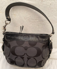 * Coach * petit sac à main en cuir et toile monogrammé bag à saisir