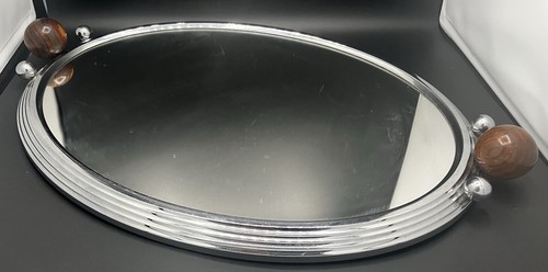 Plateau ovale chromé miroir - ovale,