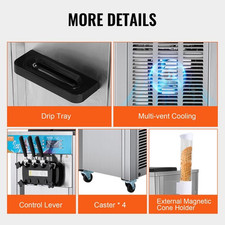 Machine À Crème Glacée Appareil À Glace Italienne 3 Saveurs 21-31 L/H