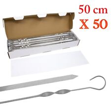 Brochettes à viande INOX larges pour barbecue 50 CM Lot de 50 pièces, Kebab bbq