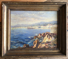 Tableau Huile Par François Joseph VERNAY 1932 Nice Baie des Anges