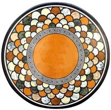 36 " Rond Noir Marbre Café Centre Table Top Marqueterie Inlay Travail Home Décor