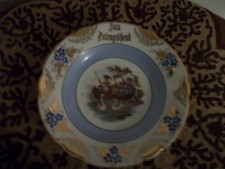 Antique French Paste Porcelain H.P.,Transferware  Plate, Children, Boat, Flag