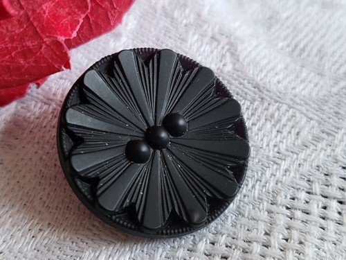 Bouton ancien verre noir - ancien,