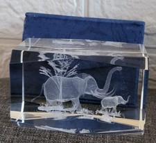 TTB++ Éléphants Gravés Dans Cube En Cristal 7.9x5cm
