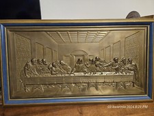 Rare !!!  Ancien Tableau en laiton repoussé représentant une "La Cène".