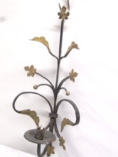 🇫🇷 ANCIEN BOUGEOIR MURAL D APPLIQUE FER FORGE ANTIQUE FRENCH CANDELSTICK 18éme