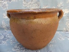 Jarre en terre cuite vernissée XIX ème old French terracotta pot à 2 anses 16cm