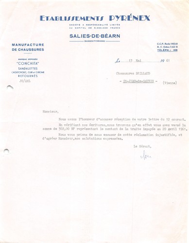 1961 manufacture chaussures - de,