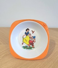 Assiette Chauffante Orange Blanche neige Walt Disney Productions Vintage 