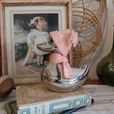 Tirelire En Metal Argenté Vintage Forme Canard