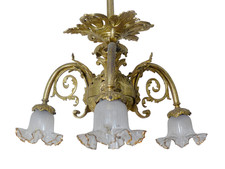 Gorgeous French 19th Century Gilt Bronze Flush Mount Light Chandelier Ceiling