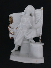 ENCRIER ANCIEN PORCELAINE PARIS 19°s "LE ZOUAVE" DECO SOLDAT MILITAIRE COLONIE