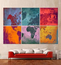 La Carte Du Monde - Pop Art Toile Image Sur Canapé Fauteuil Moderne Tableau