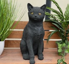 Statuette en pierre chat chat assis noir grand résistant au gel fonte de...