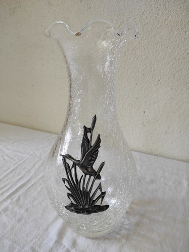 Ancien vase verre craquelé - verre,