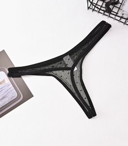 String noir dentelle - string,