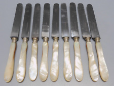 -9 COUTEAUX MANCHES NACRE LAMES Gravées CH GUERRE A LANGRES déco TABLE   D