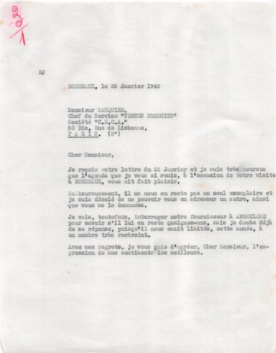 1945 lettre ordeaux - ,