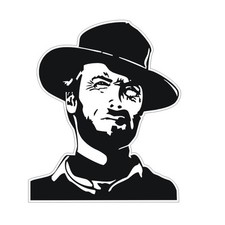 Sticker plastifié CLINT EASTWOOD Le Bon, La Brute & Le Truand - 10cm x 8,5cm