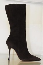 $1395 New MANOLO BLAHNIK GATTI Chocolate Brown SOFTEST Suede BB Boots SHOES 39