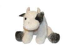 Lascar Doudou peluche Vache blanc marron 28 cm