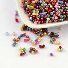 500 PERLES NACREES MULTICOLORE ACRYLIQUE Ø 4 mm - LIVRAISON GRATUITE - CREATION