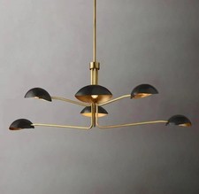 Lustre Spoutnik fait main milieu du siècle : laiton ancien et noir style...