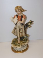 -SUPERBE SUJET PORCELAINE CAPODIMONTE CAPO DI MONTE PETITE FILLE AUX COLOMBES  D
