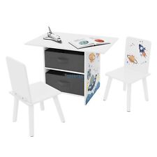 Joyz Ensemble meuble pour enfants 3 pcs. table à dessin + 2 chaises motif espace