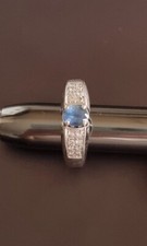 bague fiançailles Or 18 Carats Saphir Et 16 Brillants