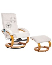 Fauteuil Relax Moderne Massant et Chauffant avec Repose-Pieds en Tissu Beige Cla