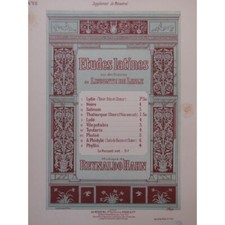 HAHN Reynaldo Tyndaris Chant piano 1900